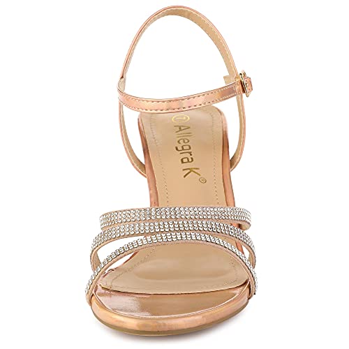 Allegra K Women's Ankle Strap Rhinestone Kitten Heel Sandals2