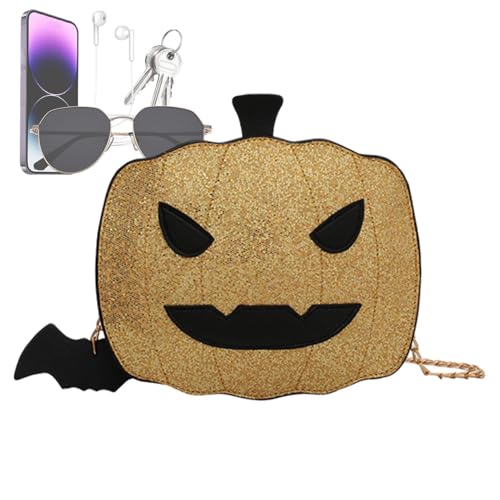 Monedero de Halloween dorado para lucir en fiestas temáticas con este bolso de mano de piel
