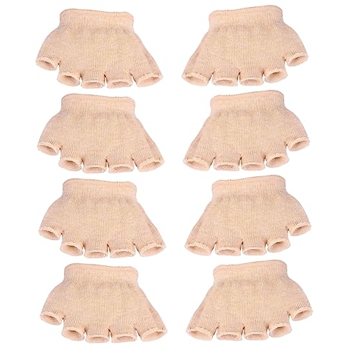 FOMIYES 4 Pair Open Toed Five Toe Socks for Women Elastic Fabric with Forefoot Support Pad No Show Design for Yoga and Fitness Khaki