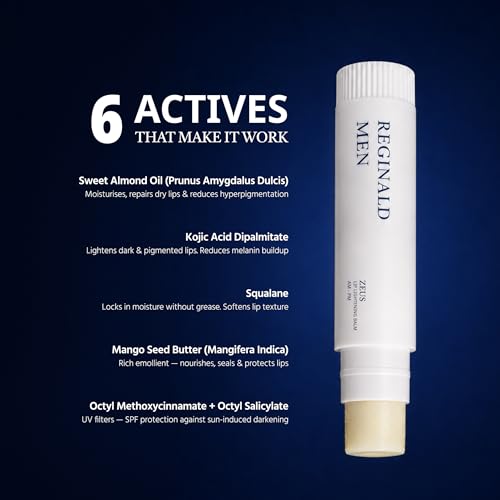 Image of Reginald Men Zeus - Lip Balm SPF 30 PA+++ 5g | Brightens Smoker Lips & Repairs Skin Barrier | Softens & Smoothens Rough Texture | Fights Dryness & Pigmentation, Protects from Sun Darkening