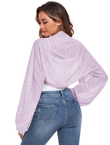 Image of ZAFUL Women's Sheer Shrug Y2K Long Sleeve Cardigans 2026 Irregular Tie Front Bolera