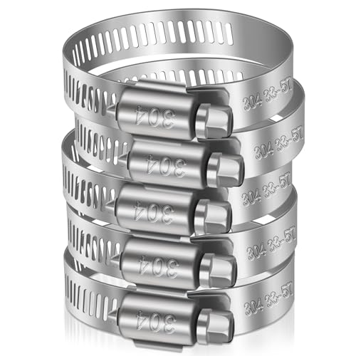 Caianwin Lot de 6 colliers de serrage réglables en acier inoxydable 304 de 35 à 57 mm pour automobile, mécanique, agriculture