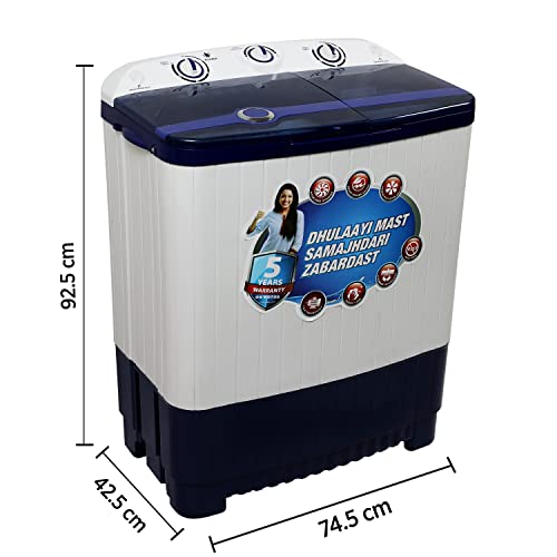 Image of Intex 7.5 KG Semi AutomaticTop Loading Washing Machine (Transparent Lid, Grey and White, SA75GRPT)