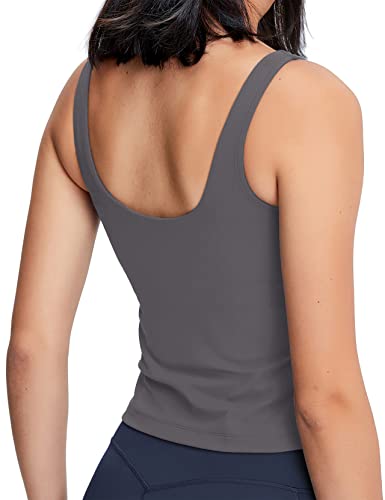 Image of POSHDIVAH Longline Sports Bra Workout Tank Tops | Padded, Removable Pads, Built in bra, Wirefree, Buttery Smooth, Soft, Fitness, Running, Yoga, Wide Straps, U-back