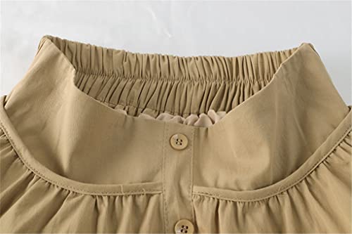 Jupe trapèze en coton et lin de qualité, boutons authentiques et finitions soignées