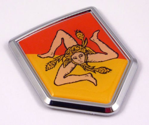 Sicily Flag Sicilian Emblem Chrome Car Decal Shield Shape Sticker Italy by Car Chrome Decals