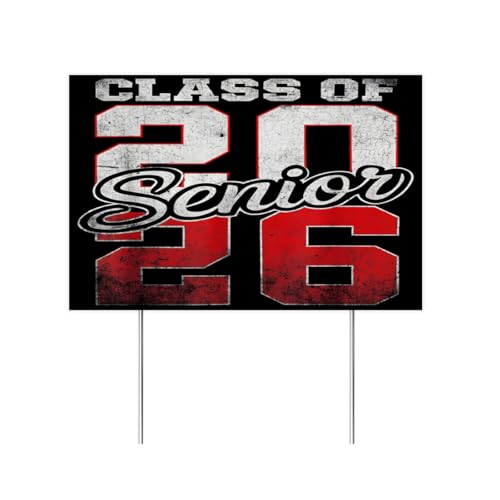 Class of 2026 Senior 26 High School Graduation Black Gold Yard Sign,12x18 Inch With H Stake Seasonal Holiday Decoration, Perfect for Spring, Summer, Fall, Winter