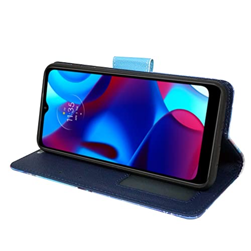 Image of Zase Moto G Stylus 5G (2023) Wallet Phone Case for Women Pouch PU Leather Flip Cover Cute Design w /Wrist Strap ID Card Slot Magnetic Lock Compatible with Motorola G Stylus 5G 2023 (Blue Bird)