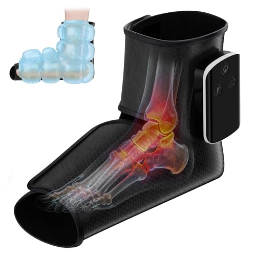 WBHLDM Portable Air Compression Ankle and Foot Massager with Heat for Pain Relief and Circulation, Smart Timer, Cordless Foot Massager for Neuropathy, Gifts for Mom Dad Men Women (Size 6 to 10,1PC)