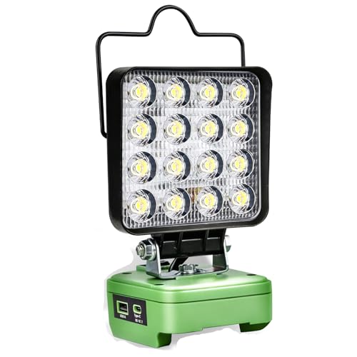 GZYZ Lámpara LED con batería compatible con batería Greenworks 40 V, 48 W 4200 lm, lámpara de trabajo inalámbrica, portátil, foco LED para obras, lámpara con USB y tipo C para camping, garajes (sin