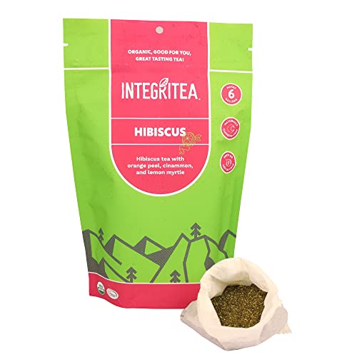 Integritea Organic Hibiscus Tea Bags For Hibiscus Iced Tea - 6-Bag Unsweetened Iced Tea Pack For 6 Gallons Of Tea - Hot Or Cold Brew Iced Tea Bags #TOP2
