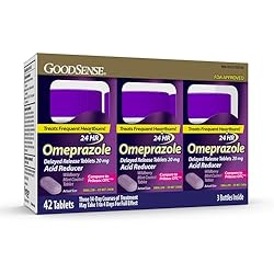 GoodSense Omeprazole, Compare to Prilosec, Delayed Release Tablets 20 mg, Acid Reducer, Wildberry Mint Coated Tablet, 42 Count