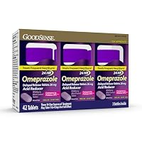 GoodSense Omeprazole, Compare to Prilosec, Delayed Release Tablets 20 mg, Acid Reducer, Wildberry Mint Coated Tablet, 42 Count