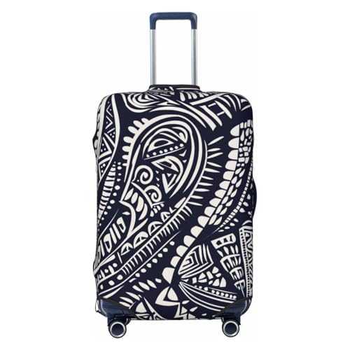 Blue Polynesian Maori Tribal Travel Luggage Covers For Suitcase Elastic Suitcase Protector Anti-Scratch Spandex Baggage Covers Fits 18-32 Inch Luggage Small