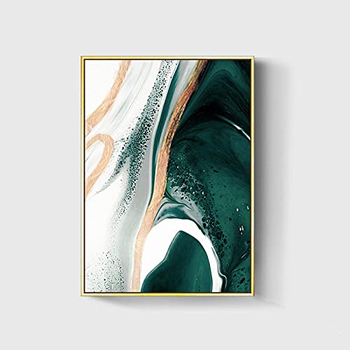 Peintures toile art abstrait haut de gamme vert et feuille d'or moderne 20x30cm x3 - 3