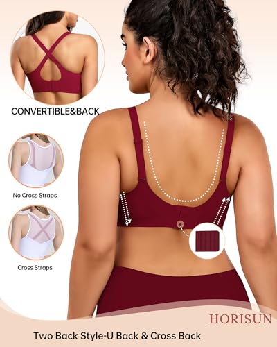Image of HORISUN Wireless T Shirt Bra Seamless Push Up Bralette Full Coverage V Neck Comfortable Bras for Women