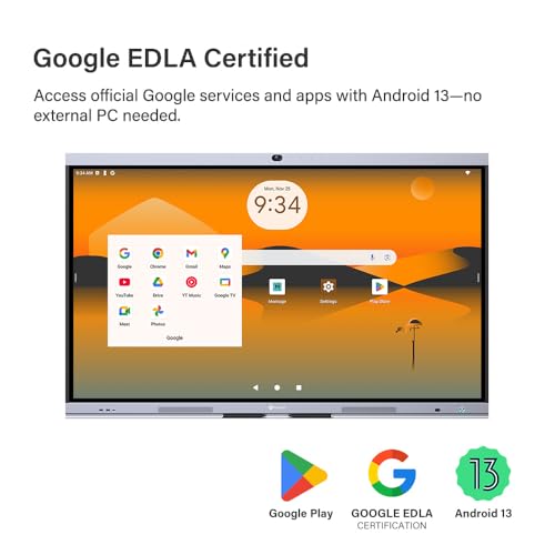 Image of AG Neovo 75 inch Smart Board with Camera and Microphone, Google EDLA Certified Interactive Whiteboard for Business, Android 13, Wireless Screen Sharing, Digital Whiteboard (IFP7504P-AO)