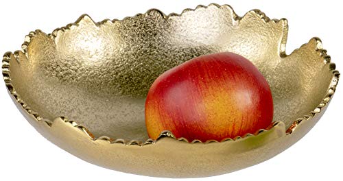 Red Co. 8.75” Gold Moon Decorative, Asymmetrical Torn, Hammered Metal Centerpiece Bowl With Sculpted Edges #TOP3
