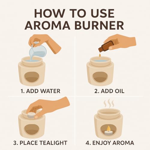 Image of Pure Source India Ceramic Oil Burner | Aroma Diffuser| Tealight Candle Holder for Essential Oils | Elegant Wax Melt Burner for Spa, Meditation & Diwali Decor | 30ml Capacity | 4 Inch