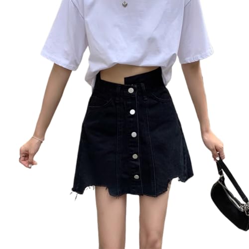 Black Denim Skirt for Women in Summer Waist Slimming Irregular Large Size Fat Design S1 Black8 XL