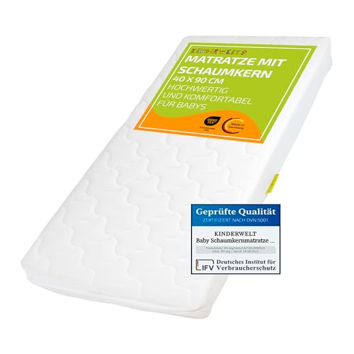 KiNDERWELT Babymatratze 60x120x10 cm, Schaumkernmatratze Komfortbezug gesteppt, Matratze für Kinderbett, Schaumstoffmatratze Kinder, Made in Germany