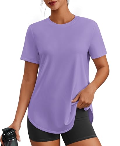Image of PINSPARK Workout Tops for Women Short Sleeve Athletic Shirts UPF 50+ Quick Dry Running Outfits for Exercise Gym Hiking S-3XL
