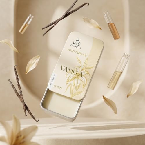 Image of KANKSHI Vanilla Solid Perfume 12g | Mandarin, Vanilla Flower & Tonka Bean | Warm Gourmand | Alcohol-Free Pocket Perfume Balm | Long Lasting Unisex Fragrance for Men & Women | Travel Friendly & Spill Proof