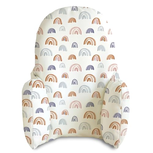 Image of Yeah Baby Goods Wipeable Cushion Cover (Earthtone Rainbows) - Compatible with The IKEA Antilop Highchair - Soft, Waterproof Baby High Chair Cover