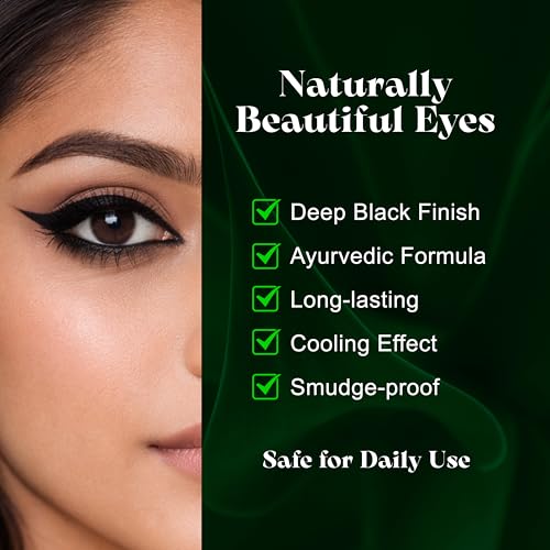 Image of K-VEDA Herbal Ayurvedic Kohl Liner | Smudge-Proof Kajal with Almond Oil & Vitamin E | 12Hr Long-Lasting, Waterproof, Natural Eye Makeup | Safe, Chemical-Free, Made in India