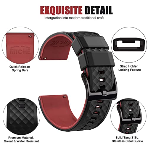 Ritche 20Mm Silicone Watch Band Compatible With Samsung Galaxy Watch 4/5/ 5 Pro, 40Mm/ 45Mm, 20Mm Quick Release Rubber Watch Bands For Omega X Swatch Moonswatch For Men Women #TOP2