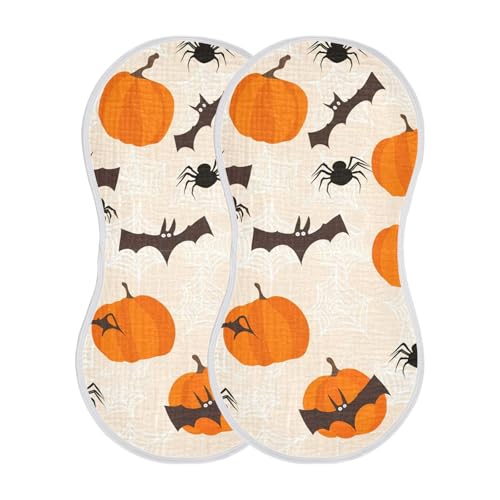 Baby Burp Cloths, Soft Absorbent Burping Cloths for Babies, Cotton Milk Spit Up Rags, Large Size for Newborns, Baby Boys and Girls (Cute Bat Halloween)2