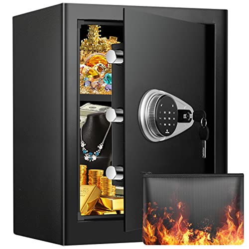 2.3 Cubic Home Safe Fireproof Waterproof, Fireproof Safe Box with Fireproof Document Bag, Touch Combination Lock and Removable Shelf, Fire Proof Safe Box for Home Important Documents Valuables 2.3 Cubic Home Safe Fireproof Waterproof, Fireproof Safe Box with Fireproof Document Bag, Touch Combination Lock and Removable Shelf, Fire Proof Safe Box for Home Important Documents Valuables