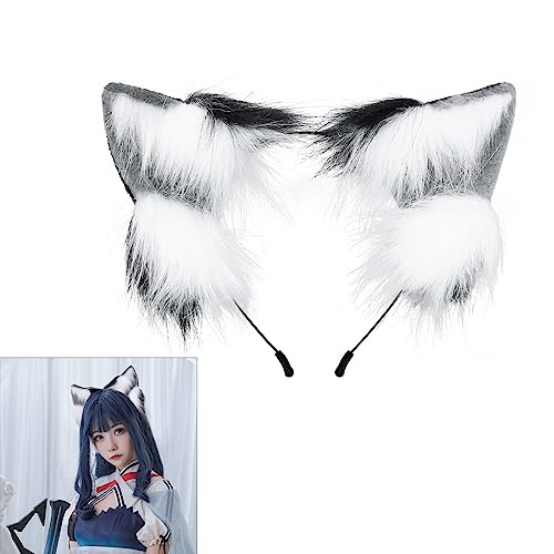 Serre-tête oreilles de chat dessin animé avec queue pour coiffure et déguisement