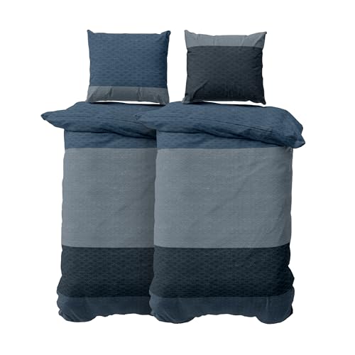 DILIOS Premium Bettwäsche 135x200 x2 – 100% Baumwolle (Blau, Hellblau)