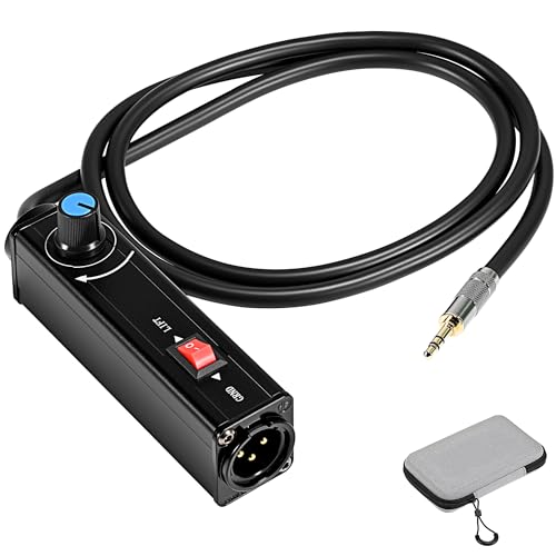 AUX to XLR Isolation Box, 3.5mm TRS to 3-Pin XLR Hum Eliminator with Volume Control, Built-in Audio...