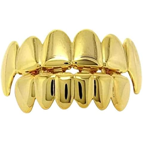 Gold Tooth Halloween Hip Hop Teeth Bottom Gold Teeth Villain Joke Teeth Dental Teeth Caps Mouth Party Gold Grills for Teeth Daily Necessities, Halloween Decoration, Halloween Costume, Halloween Gift Cover