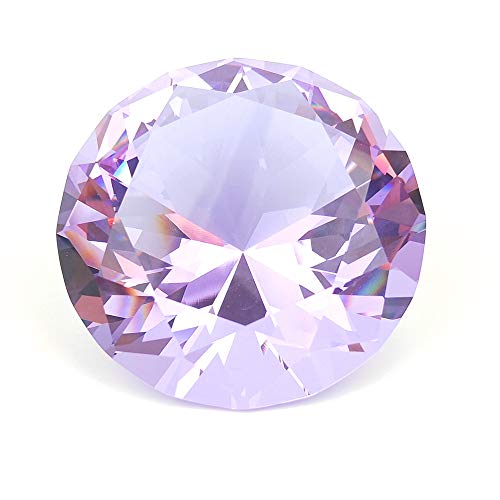 Image of Crystal Glass Diamond Shaped Decoration 60mm Jewel Paperweight,Gift Decoration Idea for Christmas, Thanksgiving and Birthday (Purple)