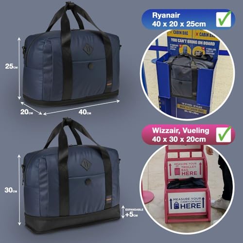Cabin Max Gozo Expandable Underseat Cabin Bag 40x20x25 > 40x30x20 Holdall, Hand Luggage - Overnight Bag - Ryanair, Wizzair, EasyJet Carry-on - Image 3