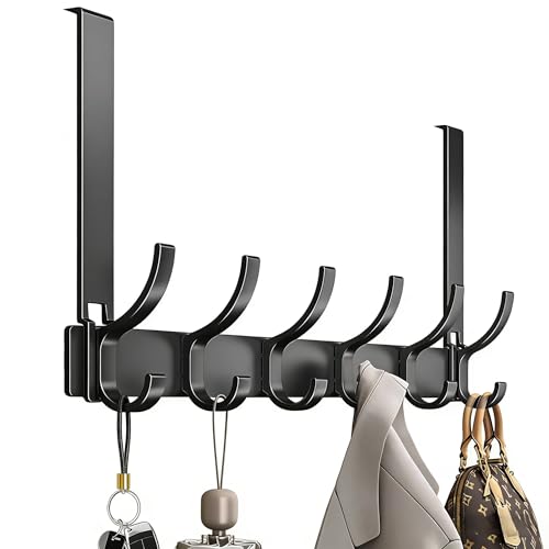 Door Hook RackOver The Door Hook معلاق ملابس الباب علاقة ملابس على الباب for Coat Robe Hat Clothe 12 Hooks 39cm Matte Black شماعة باب