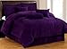 7 Piece Solid Purple Micro Suede Comforter Set Full Bed in a bag with accent pillows