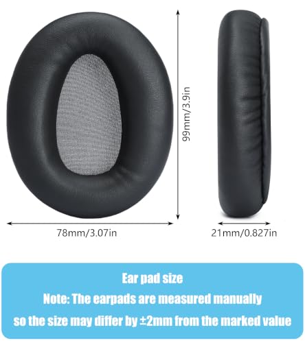 Almohadillas de repuesto compatibles con auriculares Sony WH-CH710N | Color titanio, espuma de memoria de alta densidad y cuero de proteína suave miniatura 4