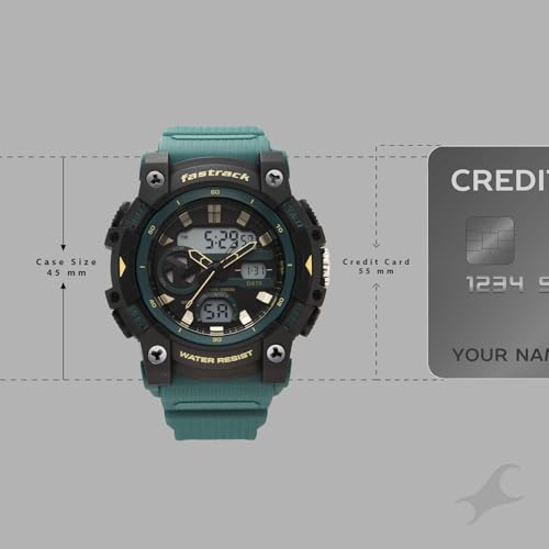 Image of Fastrack StreetStyle 6.0 with Analog Digital Green Dial Green Polyether Strap Watch for Men - 38134PP03W