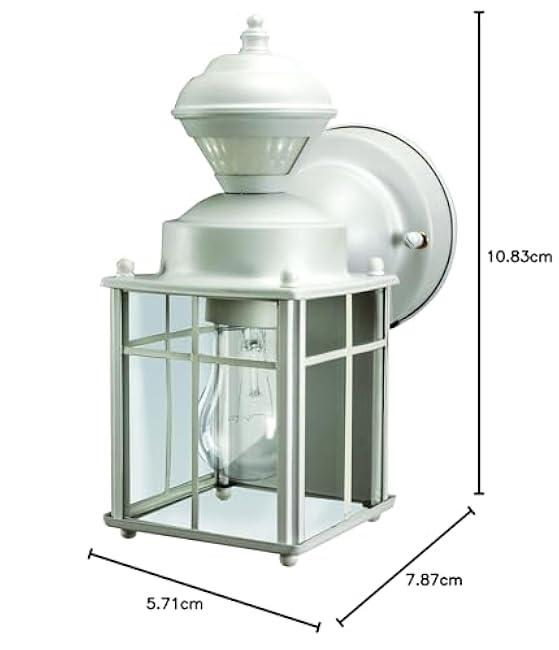 Heath Zenith Heathco HZ-4132-MW White Bayside Mission Style Motion Activated Lantern, Bulb Not Included