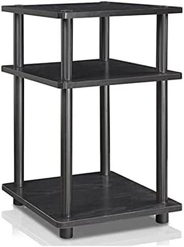 Furinno Turn-N-Tube Easy Assembly Multipurpose End Table / Side Table / Sofa Table / Nightstand, Round Tubes, Blackwood