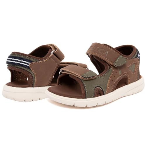 Image of Nautica Toddler Boys Sport Sandals - Lightweight Athletic Open-Toe Summer Shoes with Dual Adjustable Hook and Loop Straps for Outdoor Play, Beach, and Water