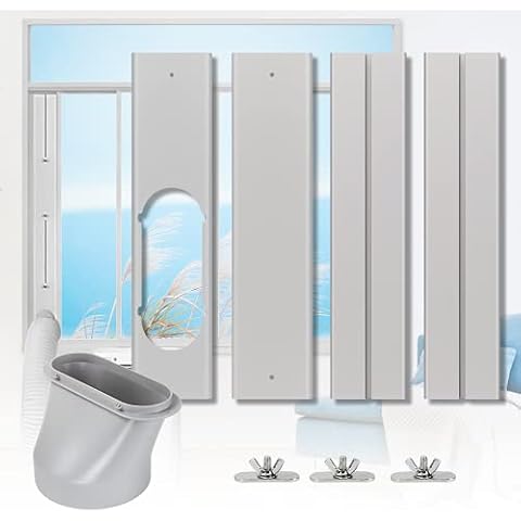 UNAOIWN Portable Air Conditioner Window Kit, Adjustable Vertical/Horizontal Sliding Window Kit Plate for AC Unit, AC Window Seal Suitable for 5.9”/15 cm AC Exhaust Hose Cover