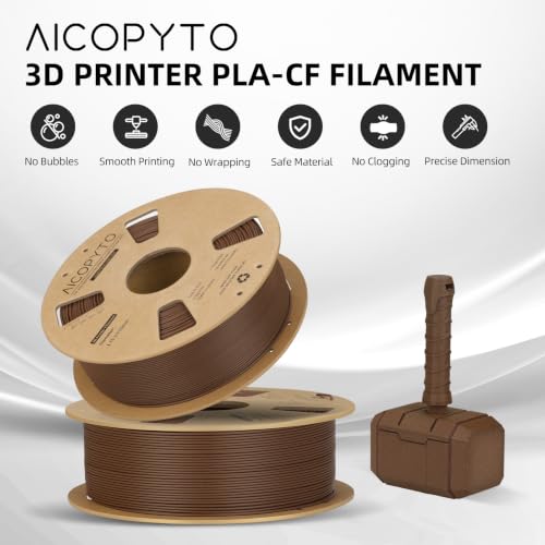 Image of PLA-CF Carbon Fiber PLA 3D Printer Filament 1.75mm 1KG Brown