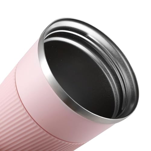 Image of Aeon Travel Mug, Insulated Coffee Cup with Leakproof Lid,Vacuum Insulation Stainless Steel Reusable for Hot Cold Coffee, Non-Slip Protective Cover (Pink)