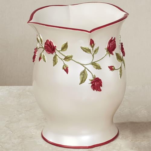 Image of Touch of Class Vining Rose Wastebasket Pearl