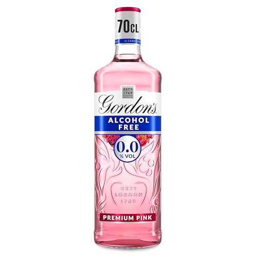 Gordons Premium Pink Alcohol Free Spirit | 0% vol | 70cl | Juniper Taste | Flavours of Raspberry | Strawberry & Redcurrant | Light & Refreshing | Enjoy in a Gin Glass with Ice & Tonic